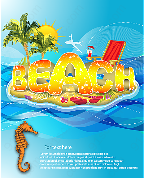 热带海滩海报设计矢量背景