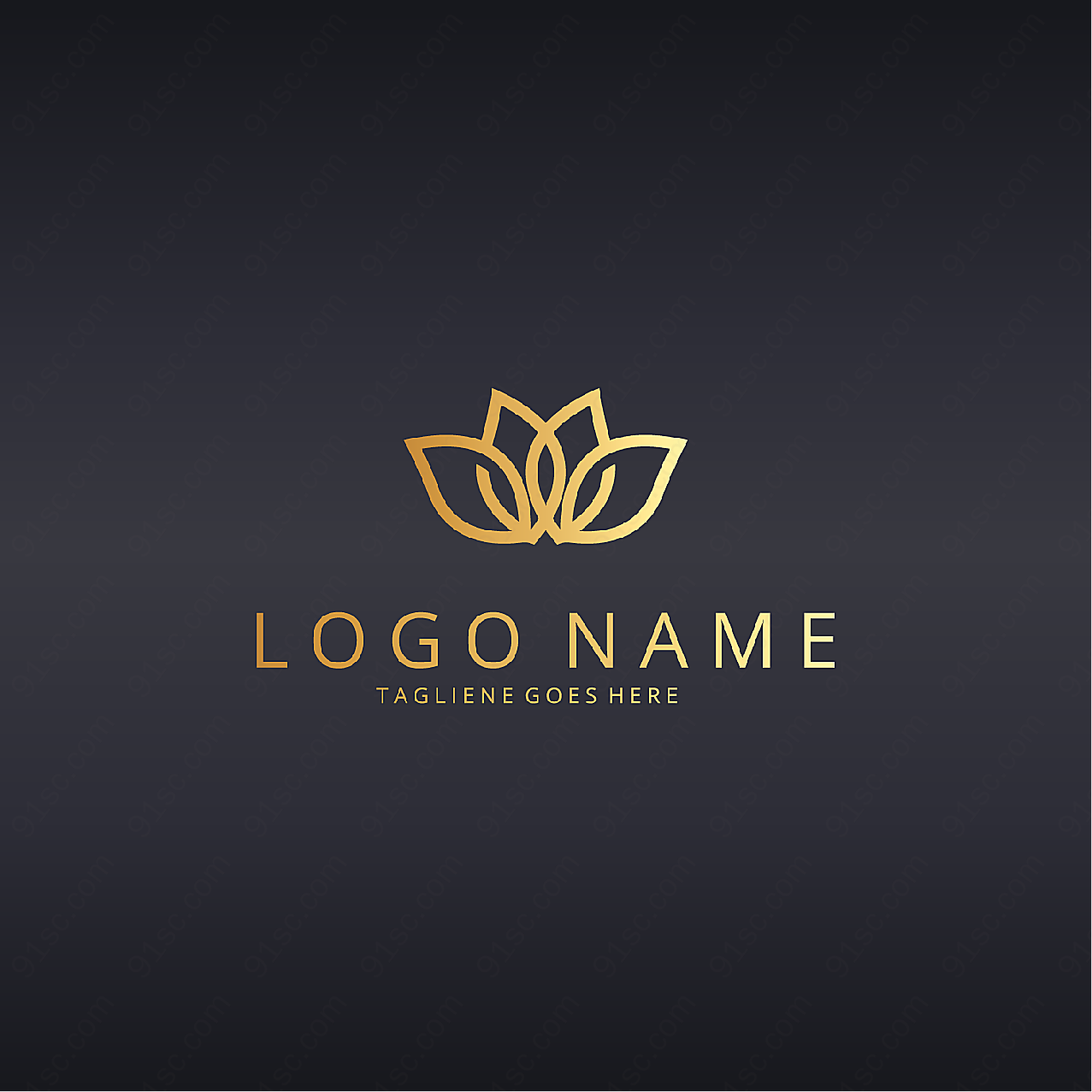 金色抽象花朵logo矢量logo图形