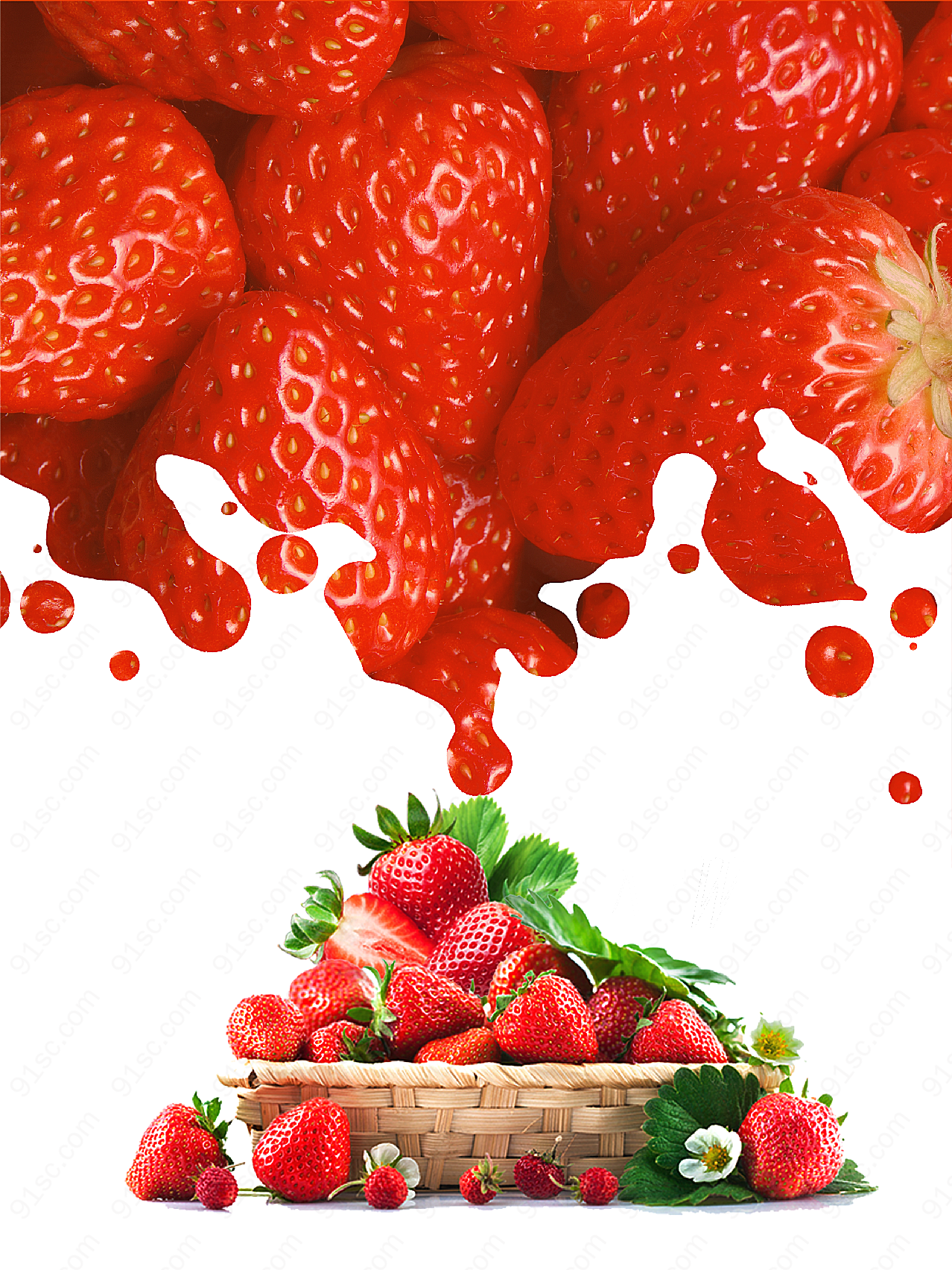 草莓宣传海报背景摄影