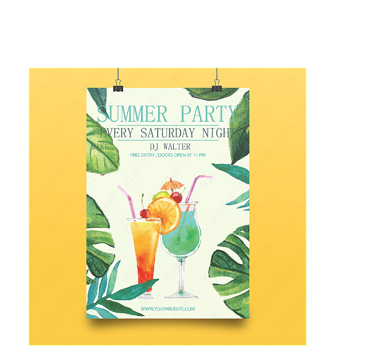夏季鸡尾酒派对海报平面广告