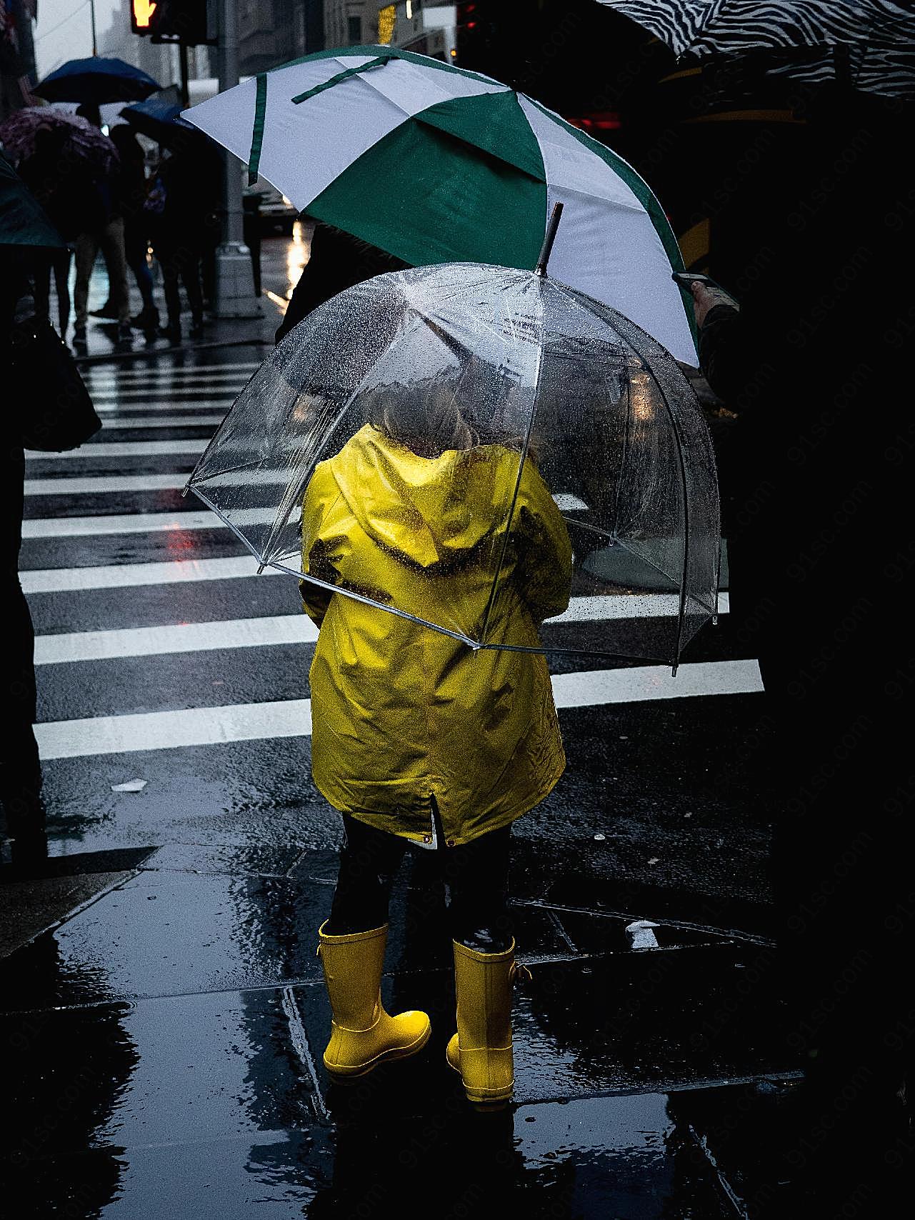 雨天撑伞背影图片人物