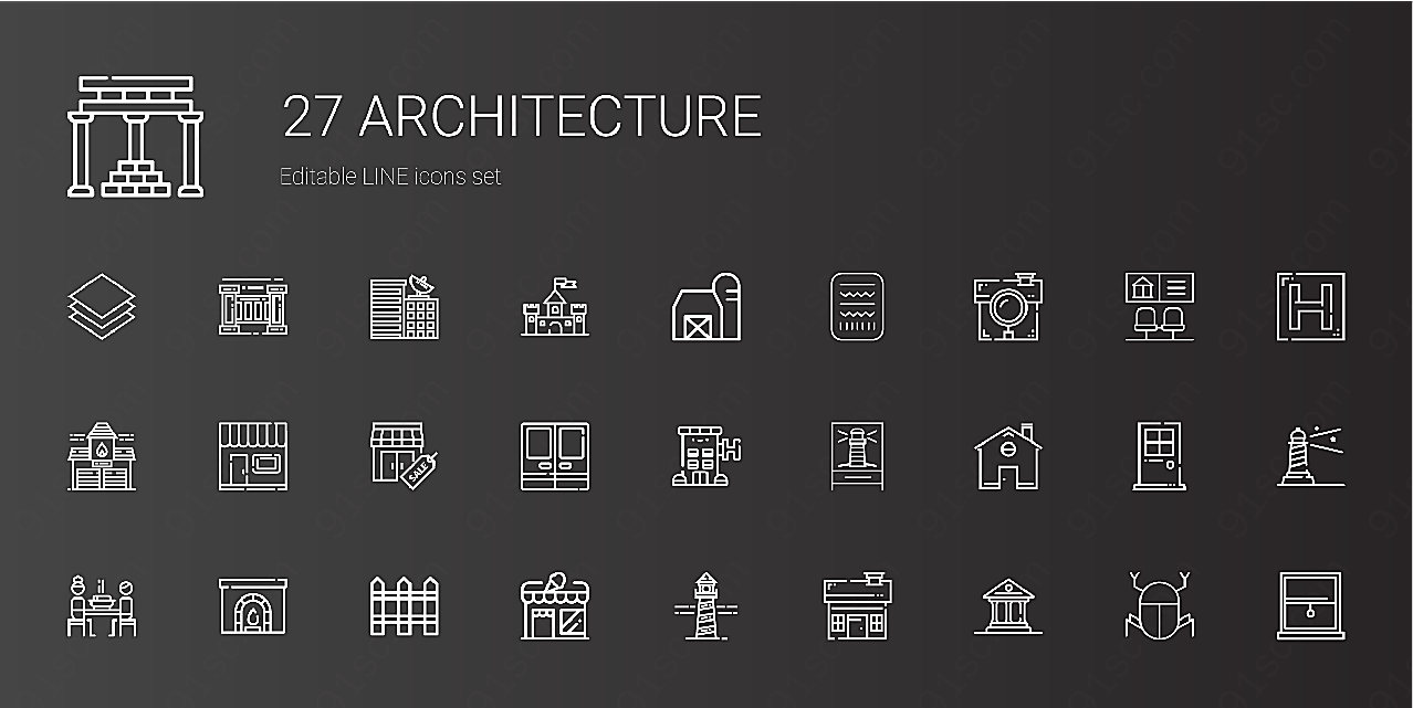 建筑与家具图标矢量各式图标