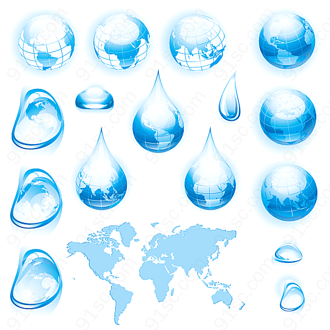 水珠水滴地球矢量设计元素