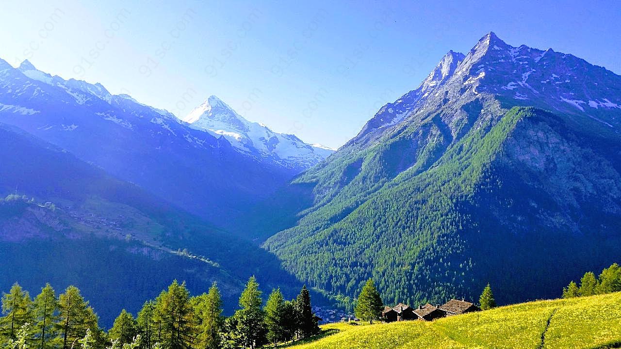 瑞士阿尔卑斯山全景图片摄影高清