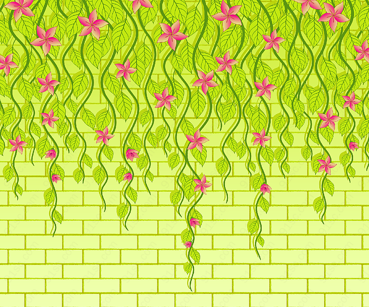 墙壁上的花朵矢量花纹