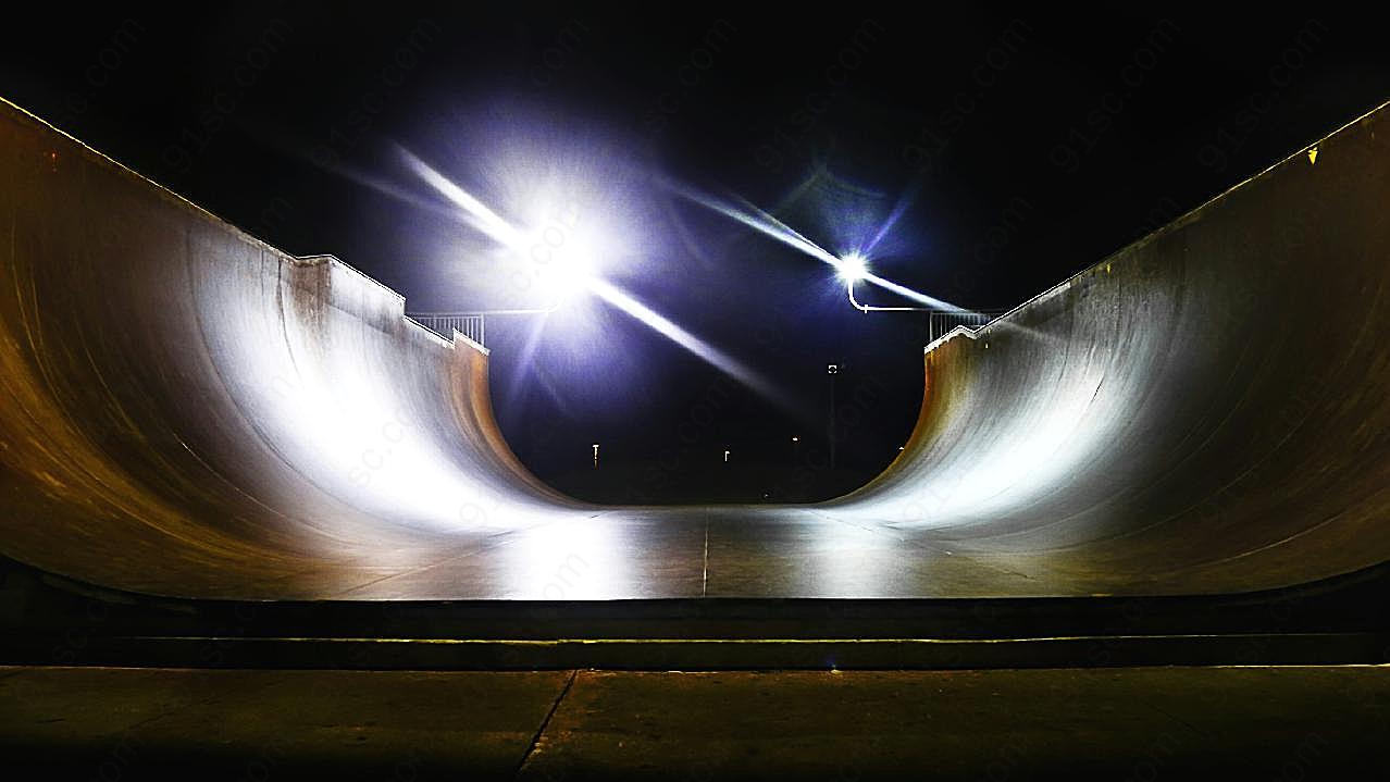 夜晚滑板场图片文化艺术