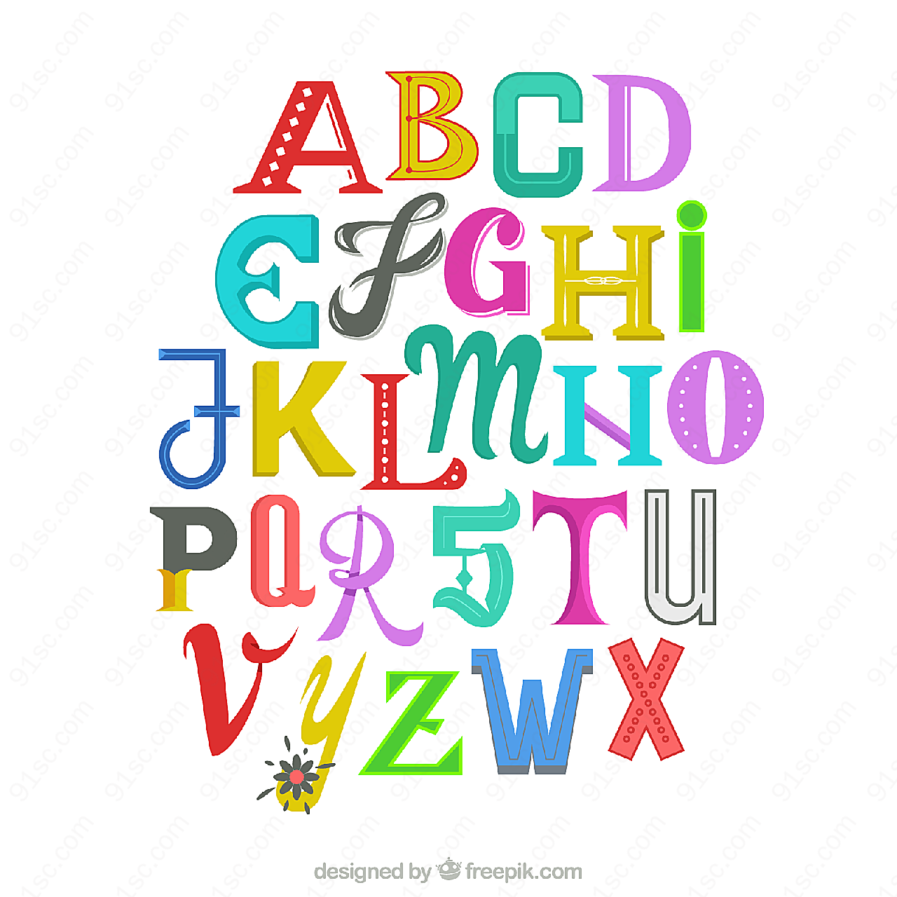 英文字母艺术字矢量艺术字