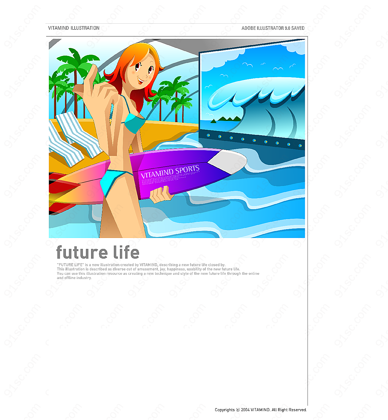 未来生活-滑板冲浪矢量生活人物