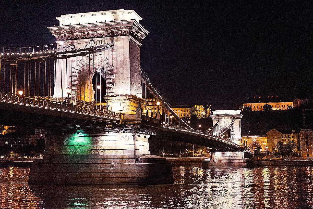 布达佩斯链子桥夜景图片高清