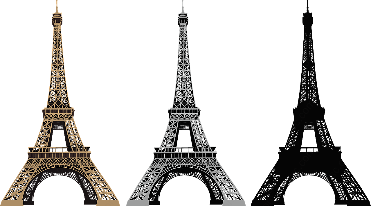 手绘巴黎铁塔矢量建筑景观