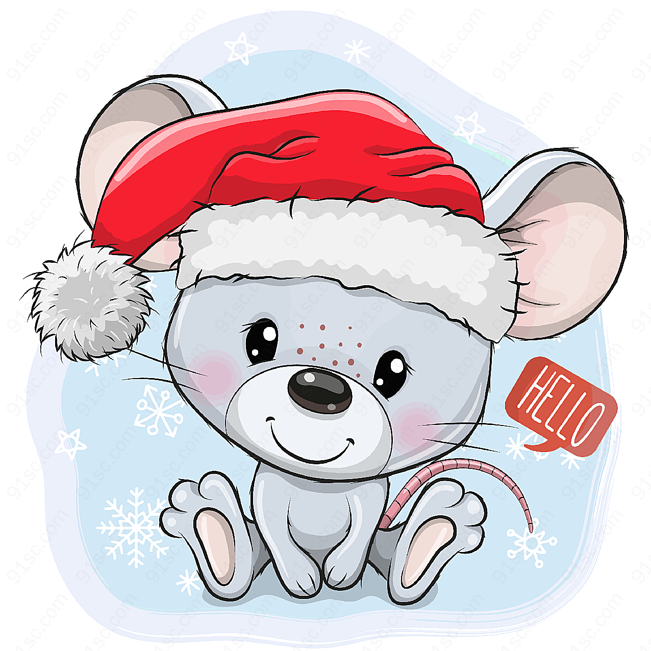 卡通圣诞老鼠矢量圣诞节