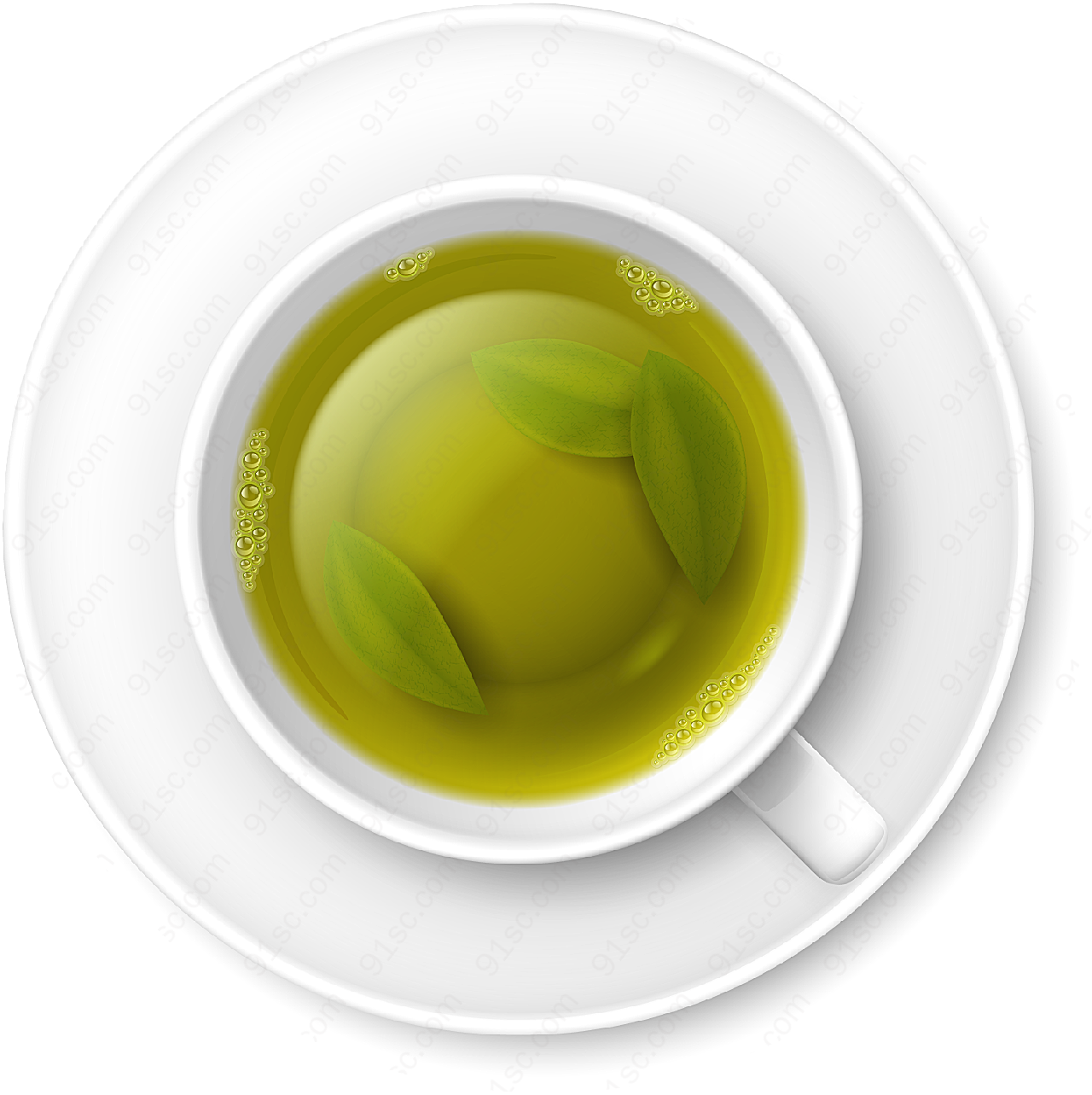矢量绿叶茶汤矢量饮品