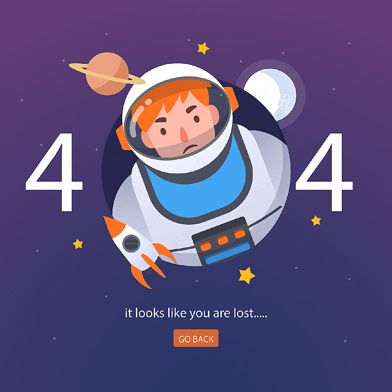 宇航员404页平面广告