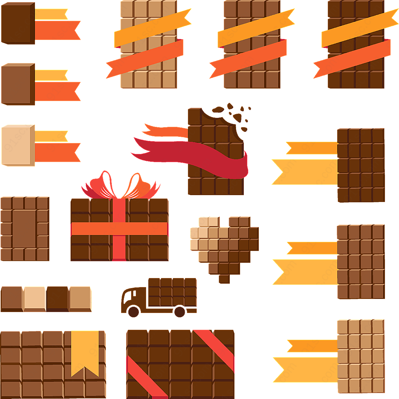 方形巧克力矢量美食