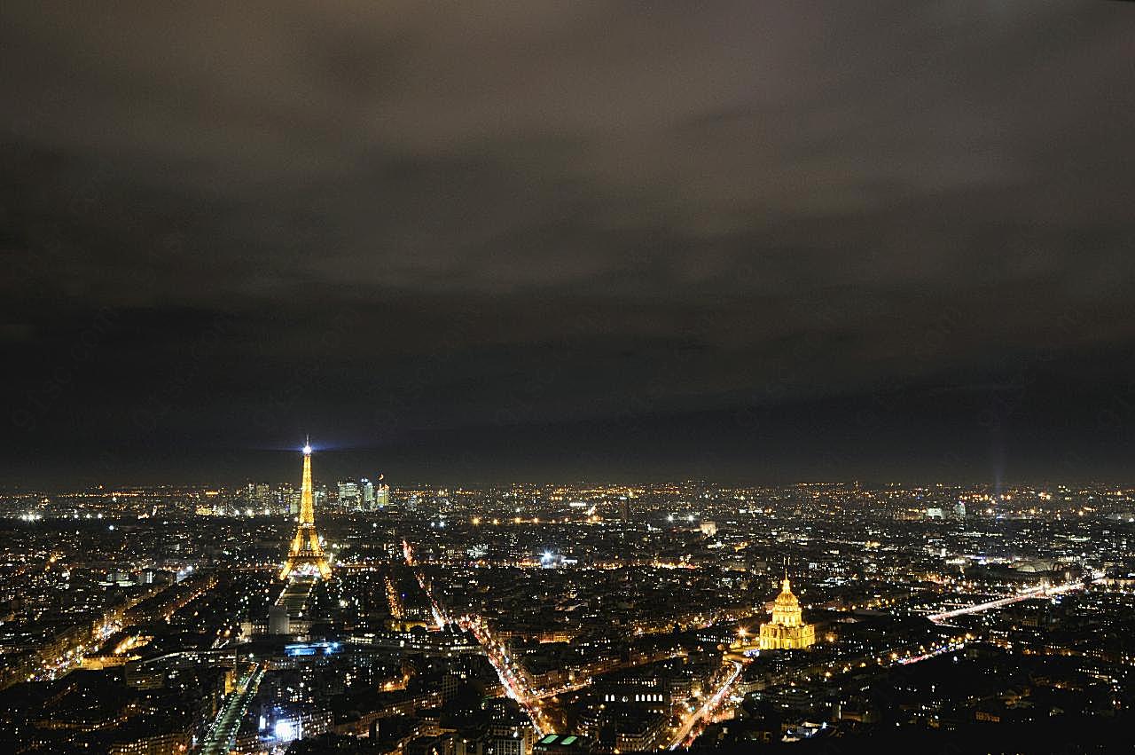 巴黎城市俯瞰夜景图片