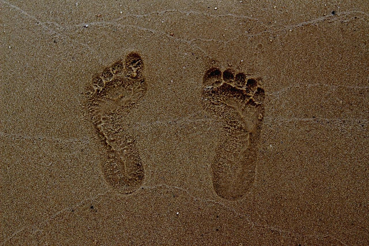 海边沙子脚印图片高清