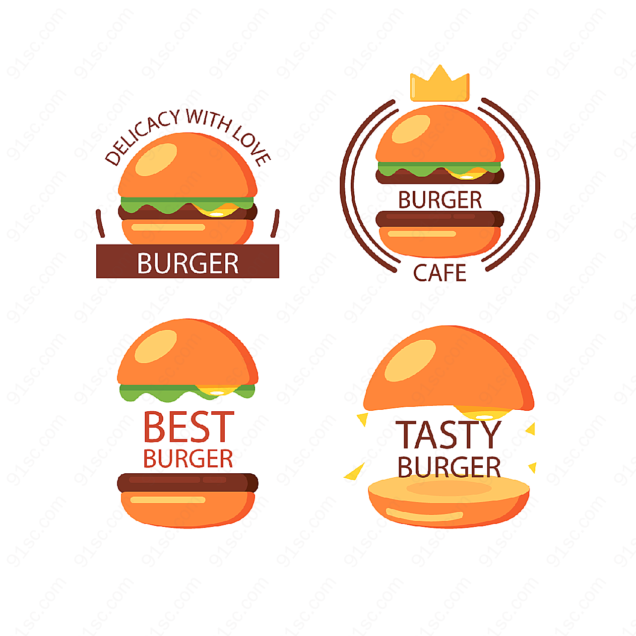创意汉堡包店标志矢量logo图形