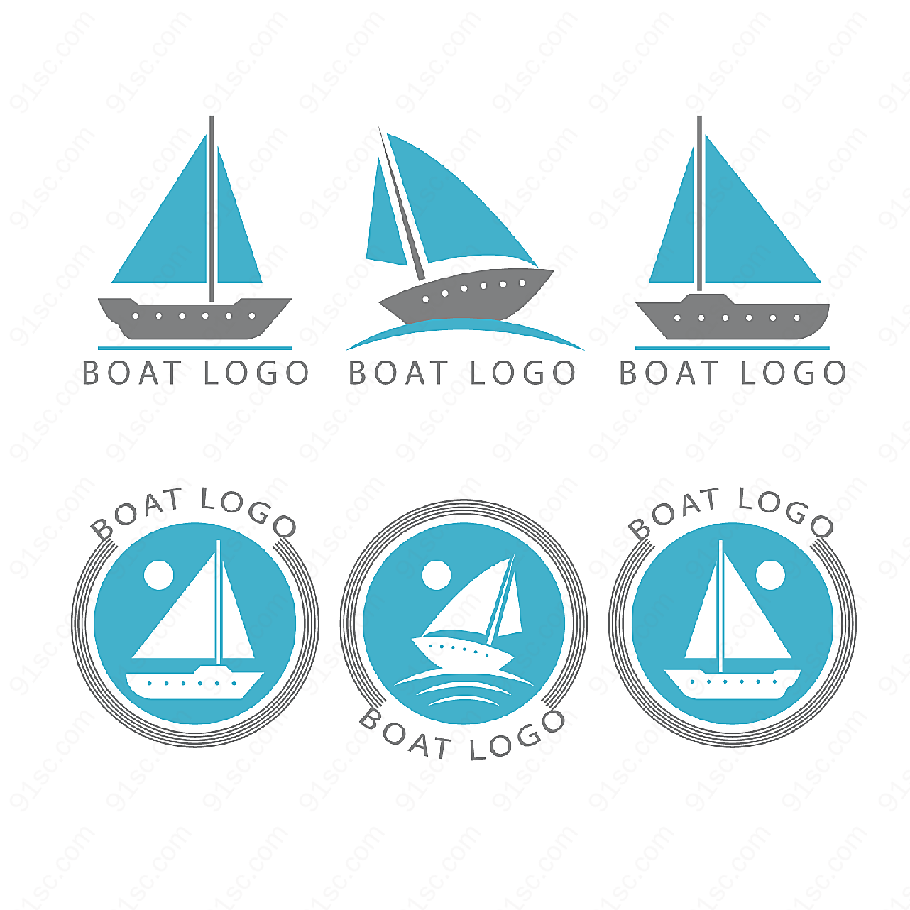 创意船舶标志矢量logo图形
