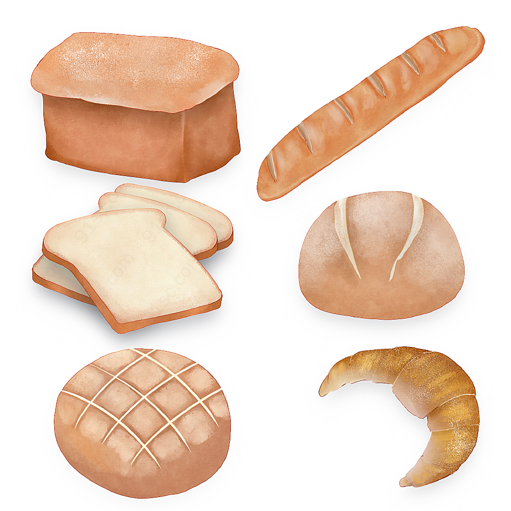 平面面包图片牛角包手绘面包