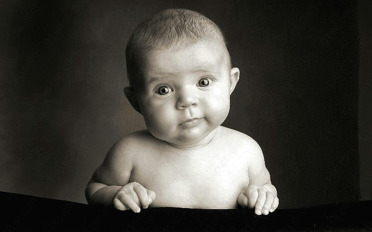可爱宝宝黑白图片人物摄影