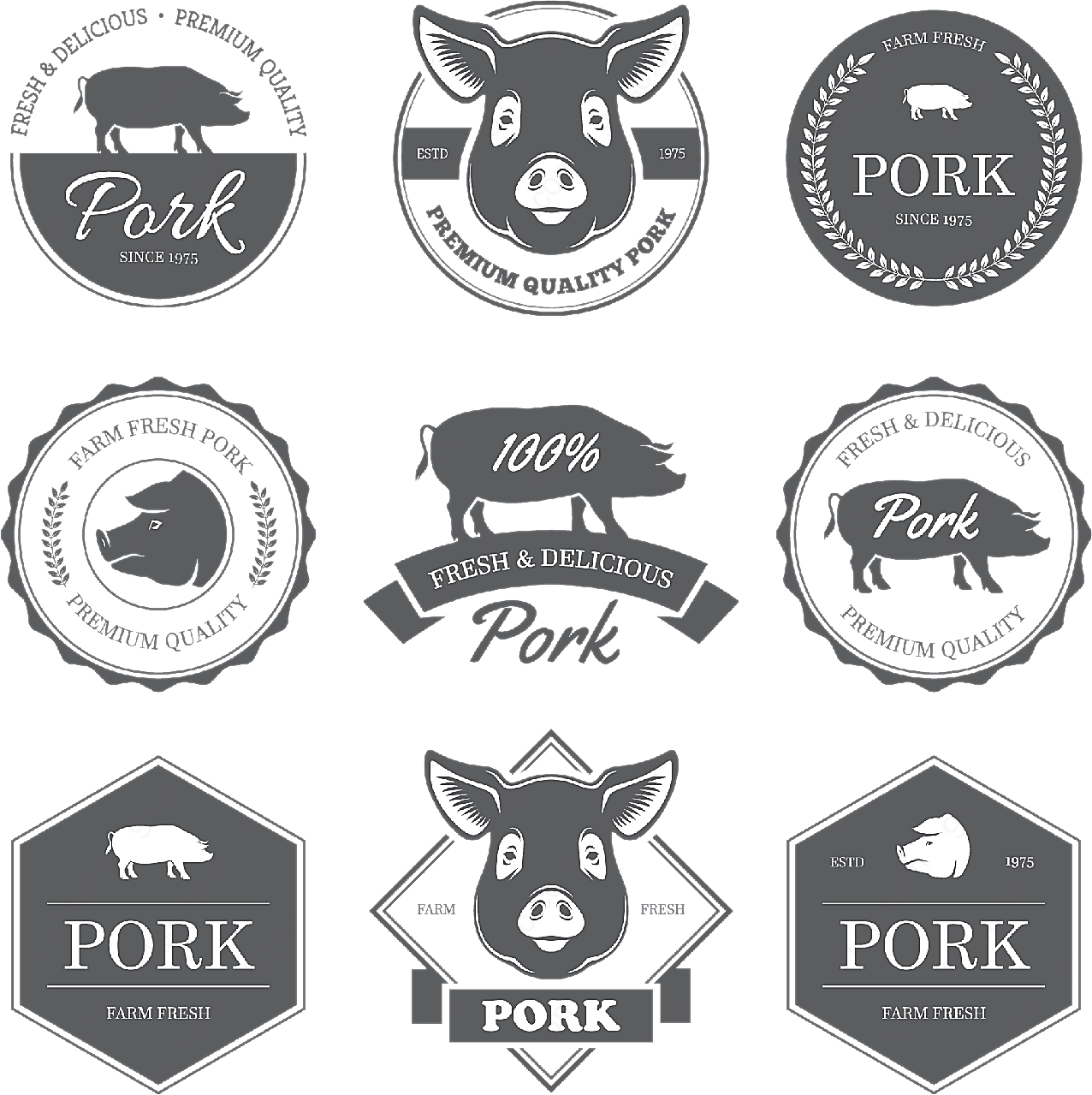 猪肉标签元素label矢量