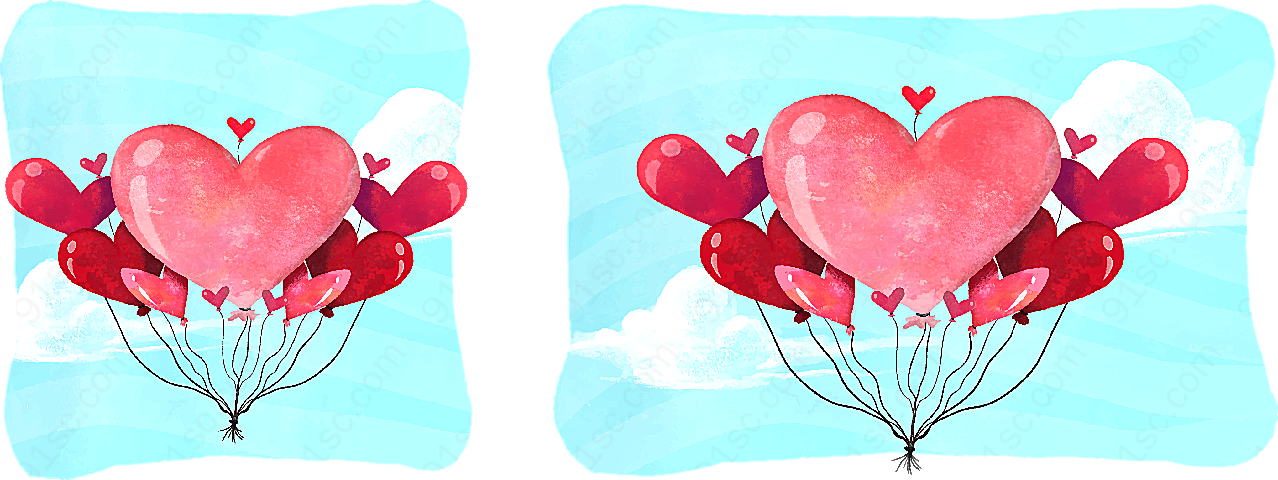 水彩绘爱心气球束节日用品