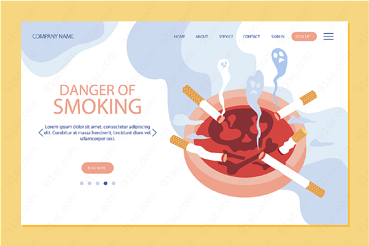 危险吸烟登录页模板平面广告