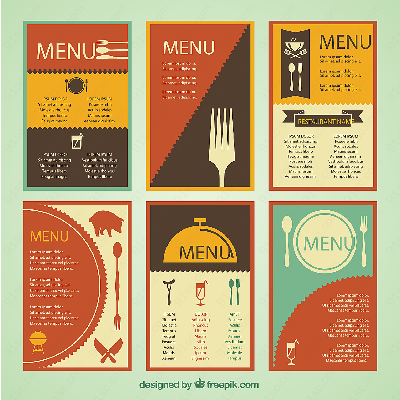 多页色彩餐厅菜单平面广告