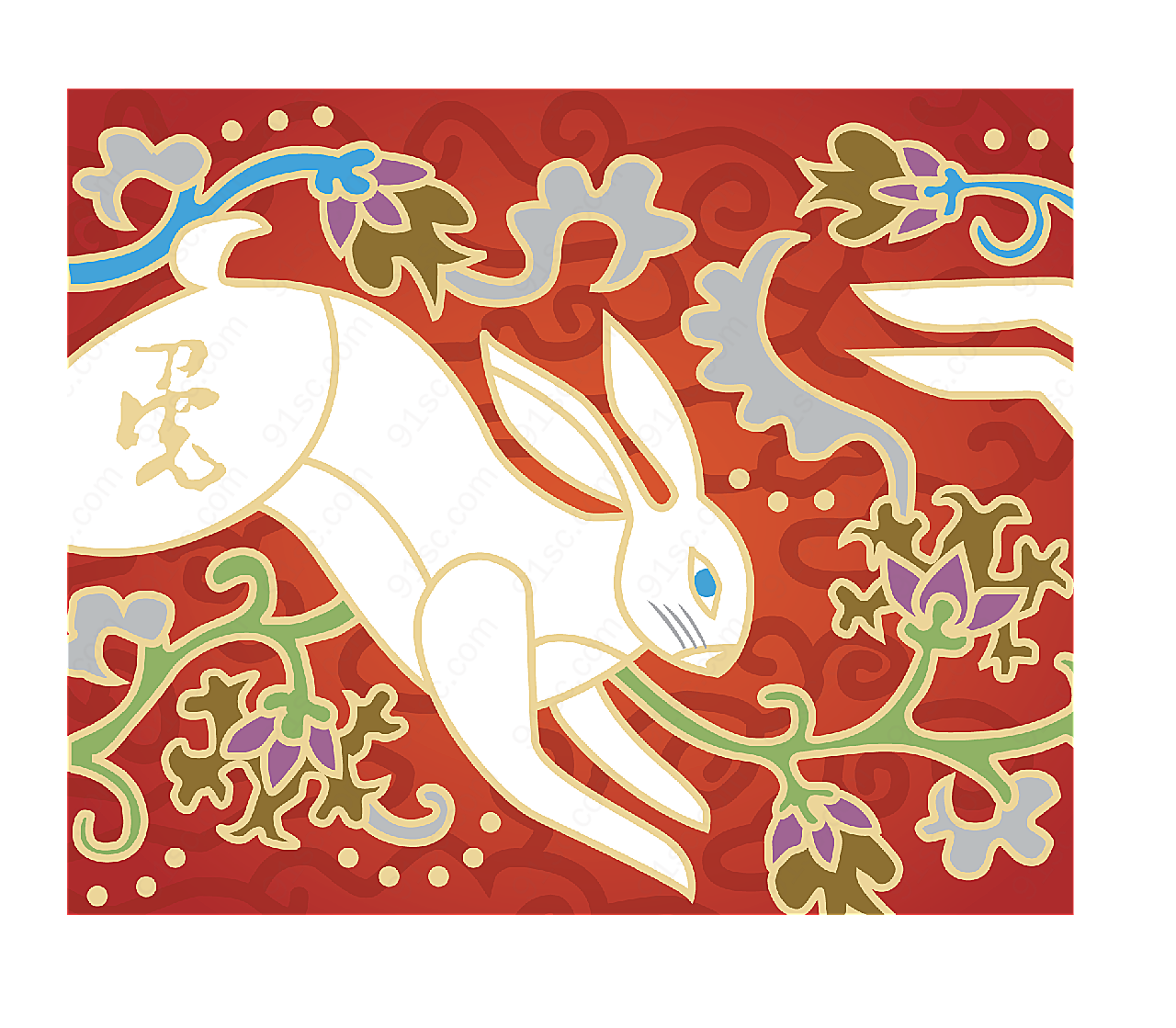 新年兔子矢量矢量春节