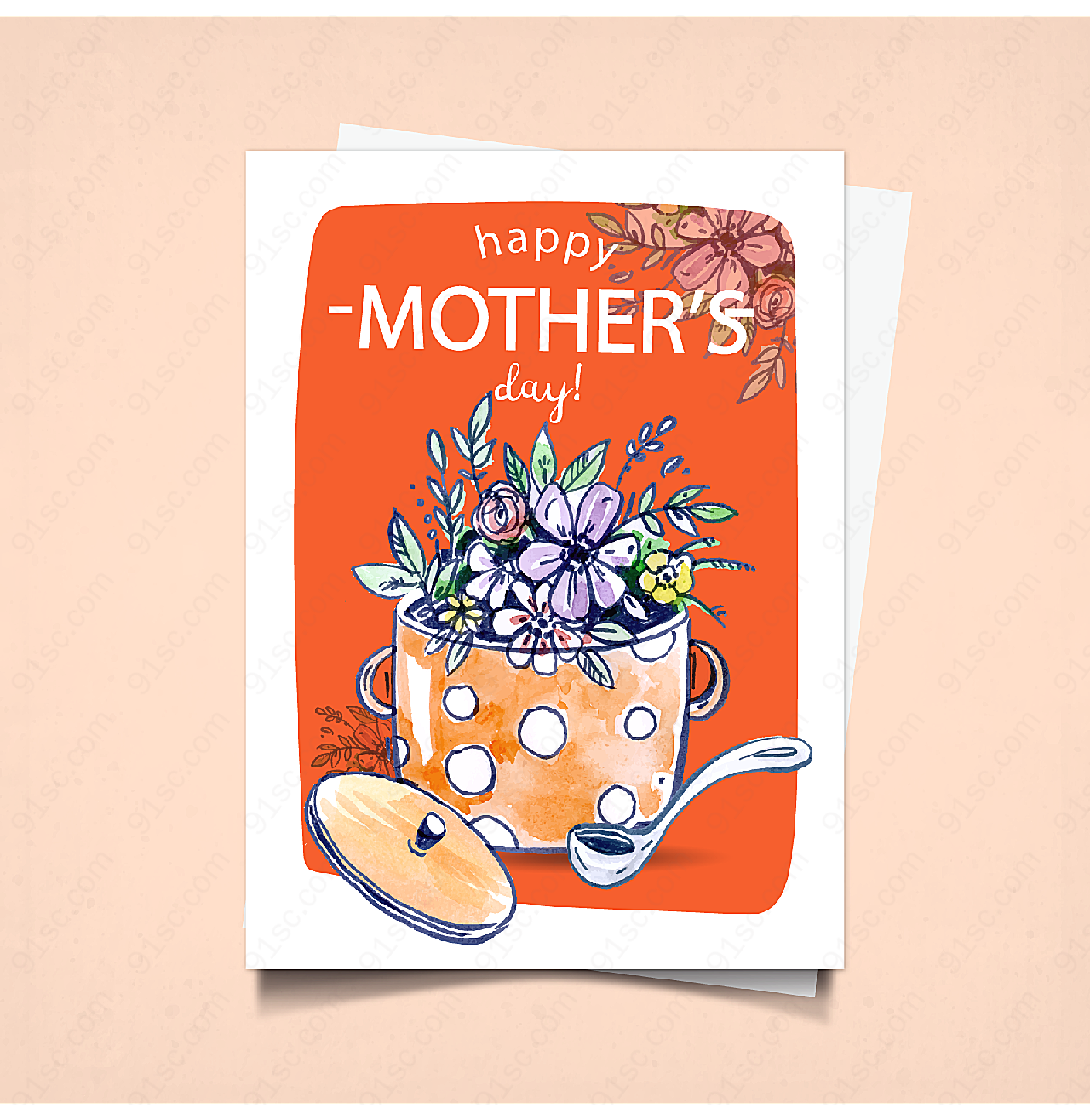 花束母亲节祝福卡矢量母亲节