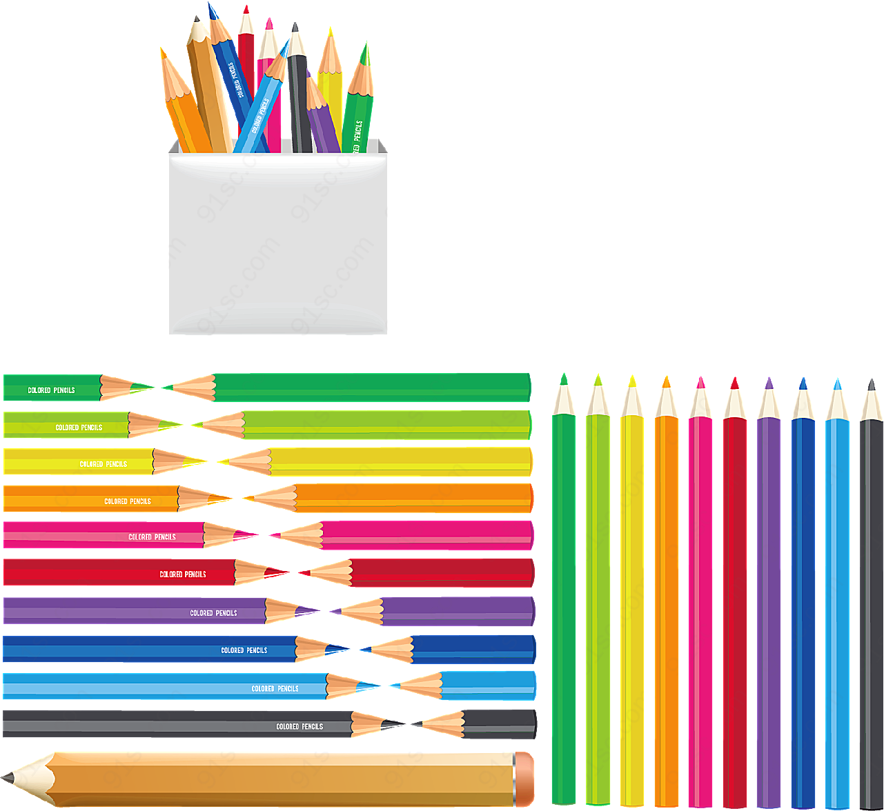 彩色铅笔矢量矢量学习用品