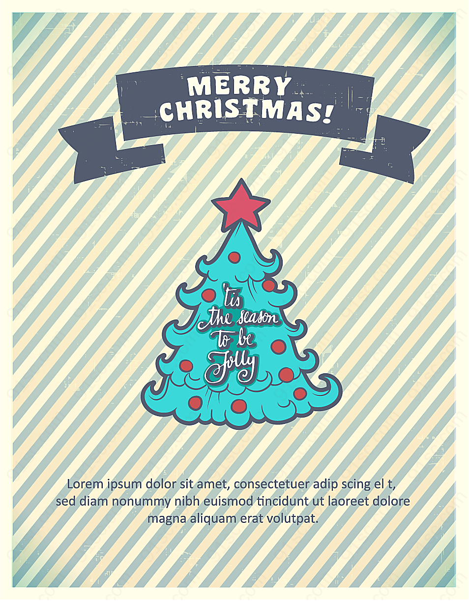 圣诞树插画海报矢量圣诞节