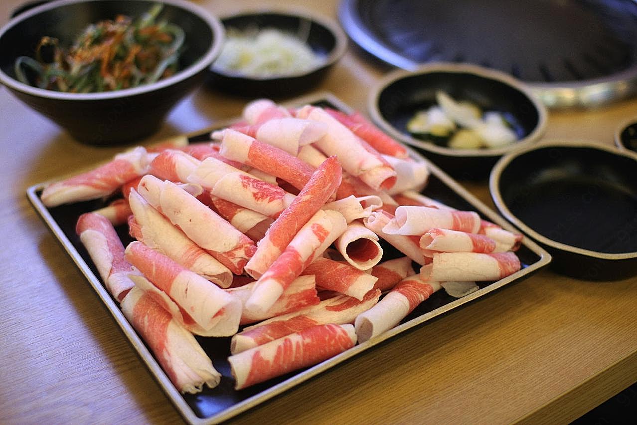 火锅涮羊肉片图片美食高清