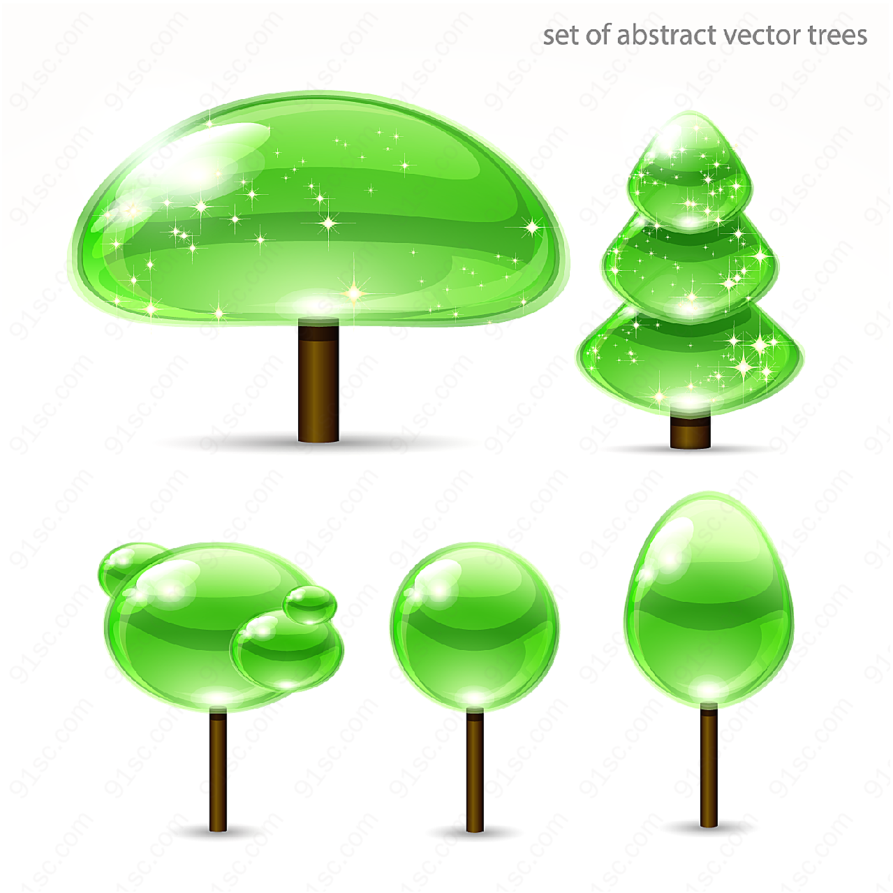 晶莹剔透绿树矢量卡通其它