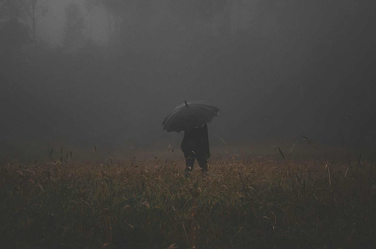 雨中男人背影伤感图片摄影