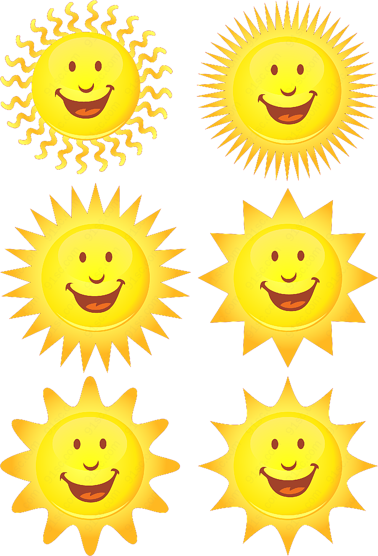 可爱的太阳表情矢量各式图标