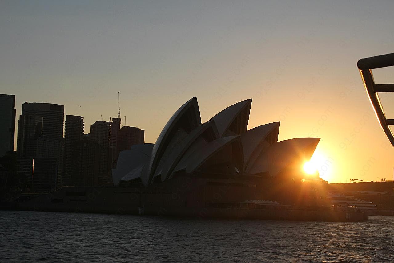 日落下悉尼歌剧院图片高清空间