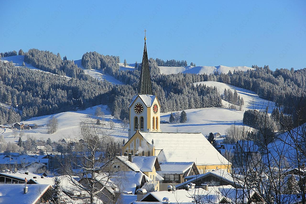 德国小镇冬天图片城市景观