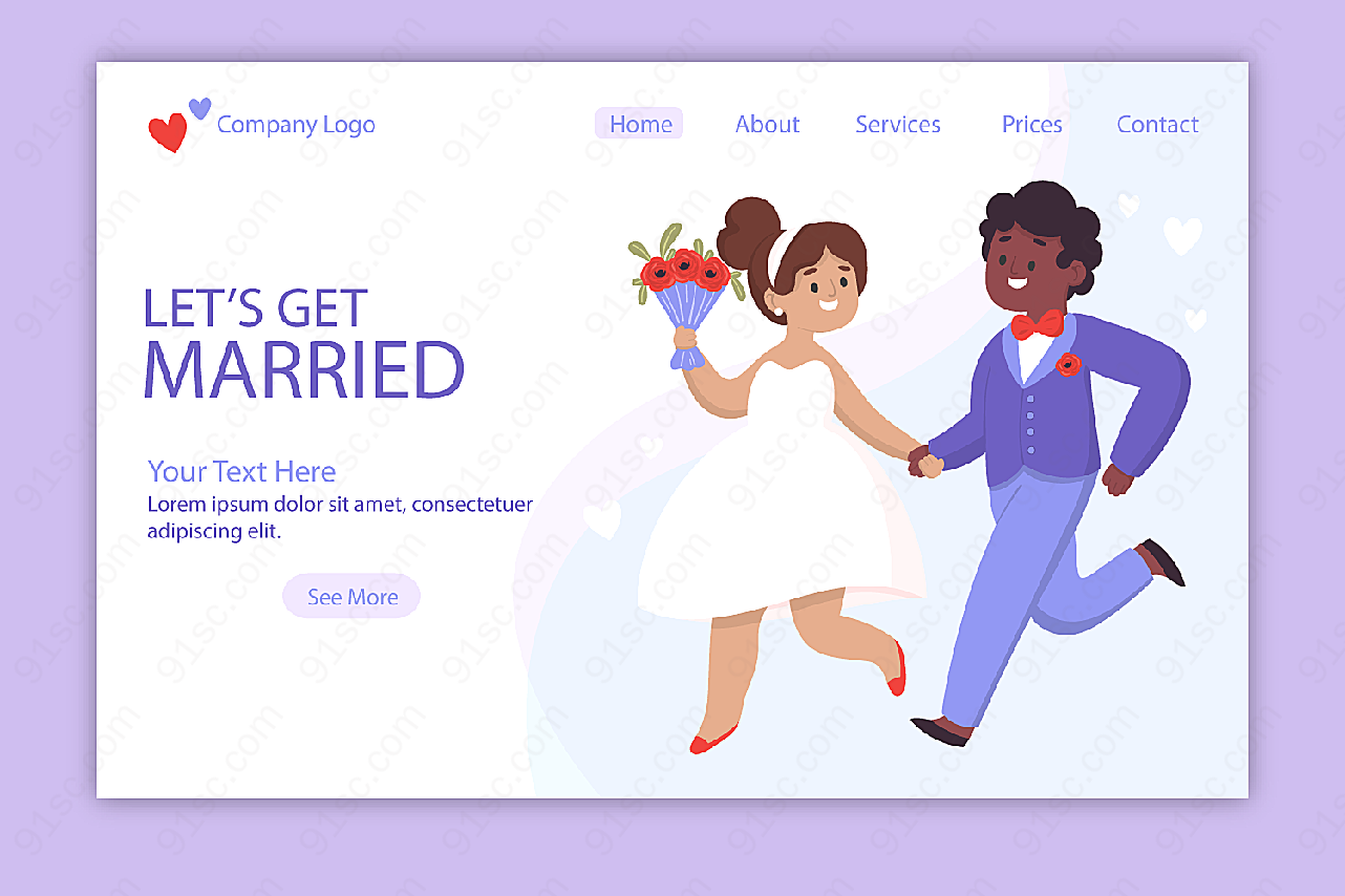 婚礼网站登陆界面平面广告