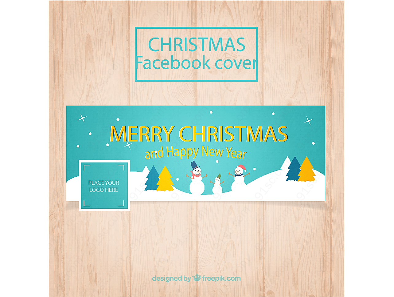 圣诞雪人脸书封面矢量圣诞节