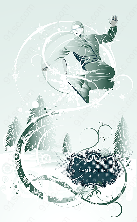 滑雪运动插画矢量体育运动