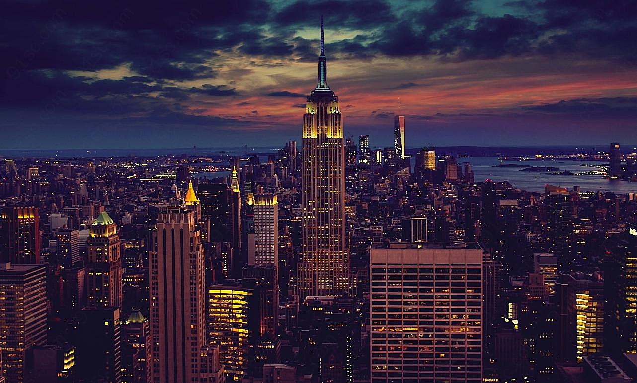 纽约帝国大厦夜景图片城市景观
