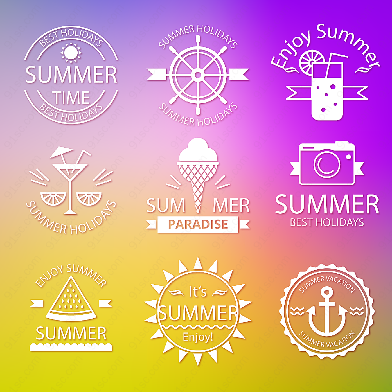 精致夏季元素矢量logo图形