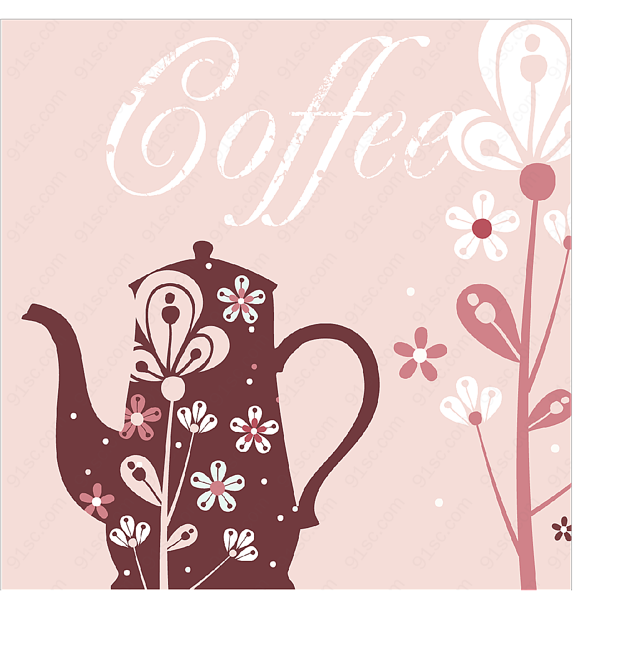 花纹咖啡壶茶壶矢量花纹