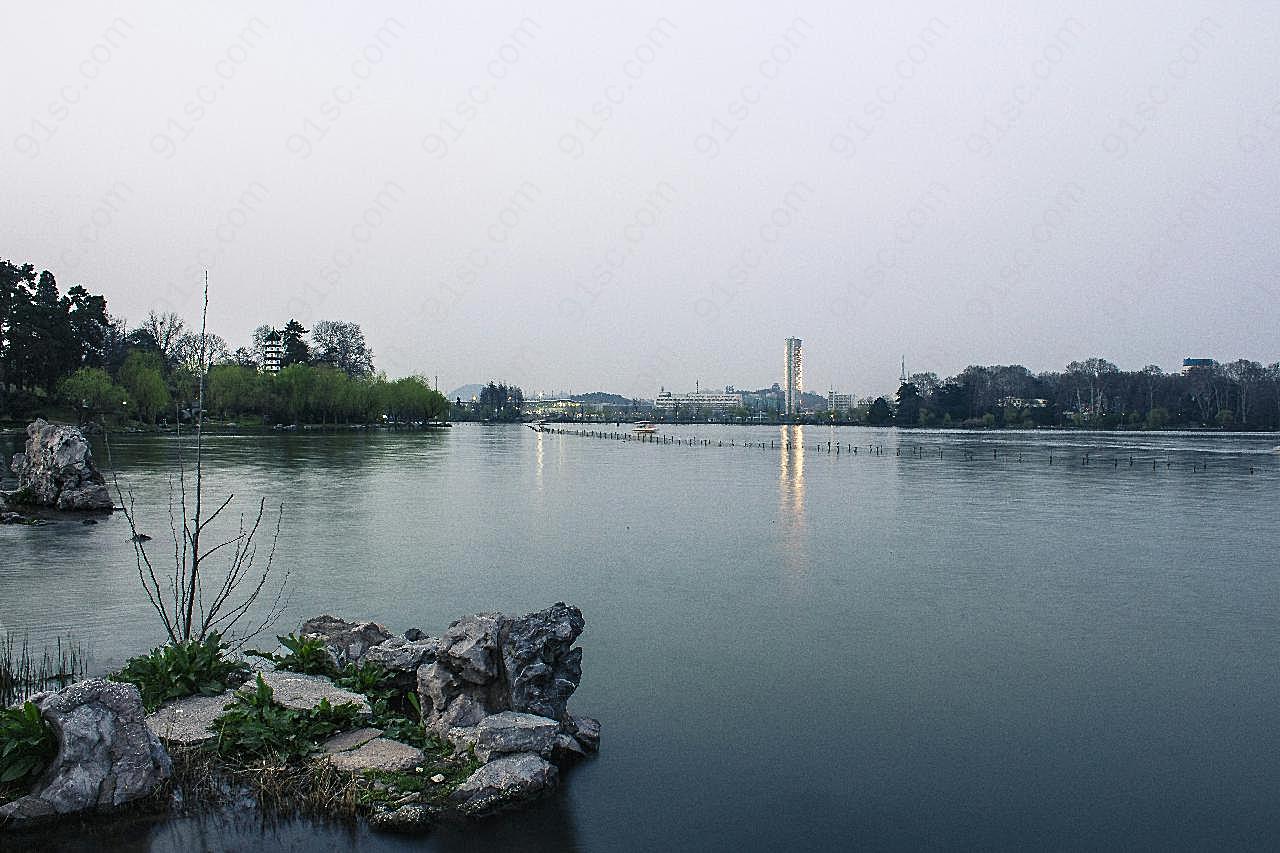 玄武湖黄昏水景图片山水风景