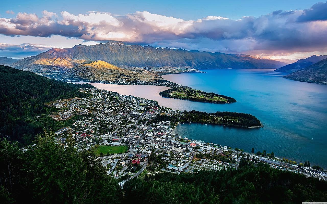 新西兰皇后镇俯瞰图空间摄影