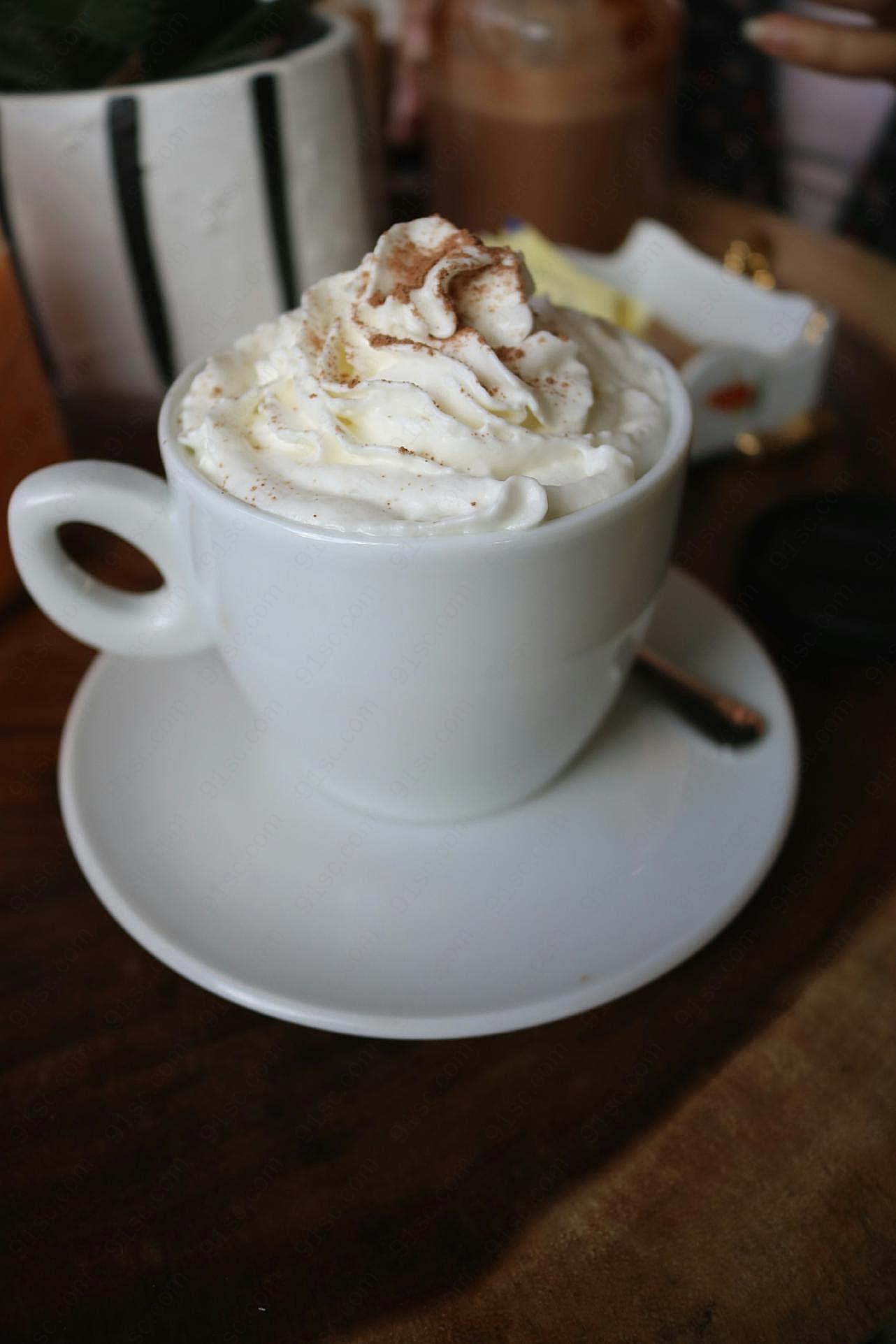 花式奶油咖啡图片摄影美食