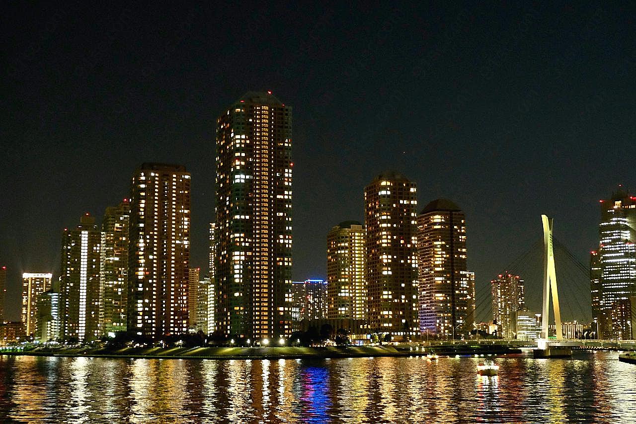 城市大楼灯光夜景图片空间