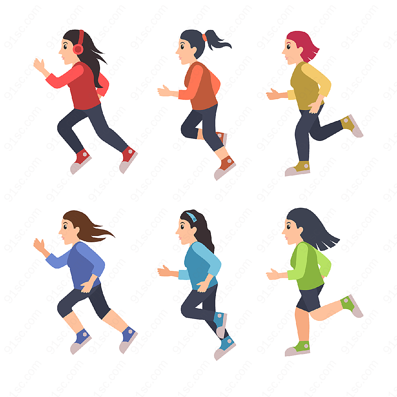 跑步健身女子矢量体育运动