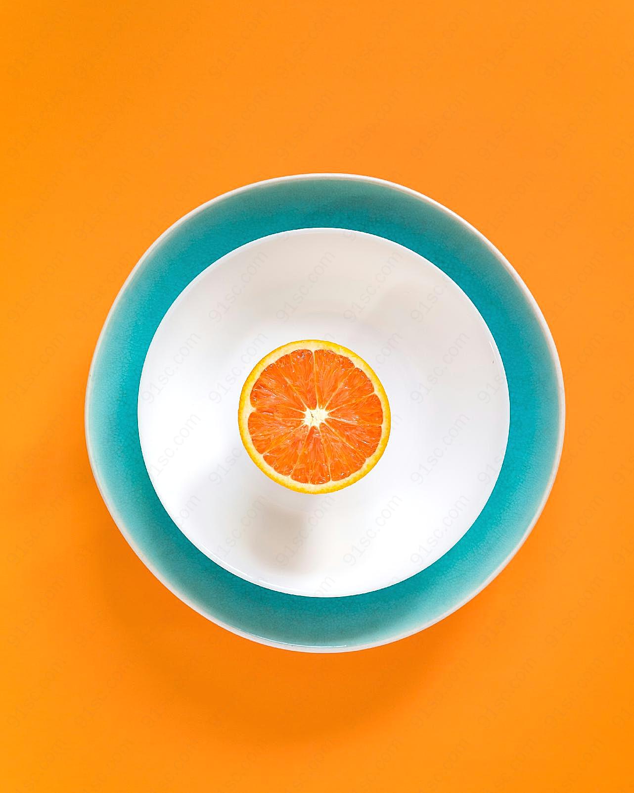 橙子摆盘背景图片高清摄影